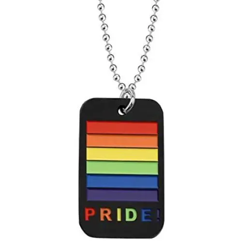 CENWA LGBT Gay Pride Rainbow Dog Tag Necklace Keychain LGBT Lesbian Jewelry Gift for Men Women