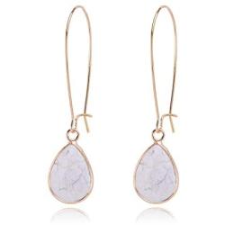 Allison Rose Atelier Marble and 18ct Gold Plated Dangle-Drop Fashion Earrings with Steel Posts – Fish Hook Closure