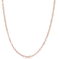 Kooljewelry 14k Rose Gold Figaro Link Chain Necklace (14, 16, 18, 20, 22, 24, 26, 30 or 36 inch)