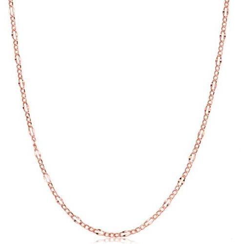 Kooljewelry 14k Rose Gold Figaro Link Chain Necklace (14, 16, 18, 20, 22, 24, 26, 30 or 36 inch)