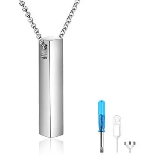 S925 Sterling Silver 3D Vertical Bar Urn Necklace for Ashes Simple Bar Urn Pendant Memorial -Ashes Keepsake Cremation Necklace Jewelry S925 Sterling Silver 3D Vertical Bar Urn Necklace for Ashes Simple Bar Urn Pendant Memorial -Ashes Keepsake Cremation Necklace Jewelry