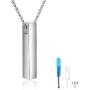 S925 Sterling Silver 3D Vertical Bar Urn Necklace for Ashes Simple Bar Urn Pendant Memorial -Ashes Keepsake Cremation Necklace Jewelry