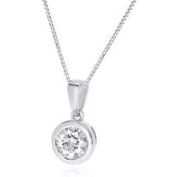 La Joya 1/6-1/3 Carat Total Weight (cttw) Certified Lab Grown Diamond Pendant Necklace - Bezel Set Yellow Gold Or White Rhodium Plated .925 Sterling Silver With Chain - GH Color And VS/SI Clarity