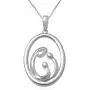 Jewelili Sterling Silver Mom and Two Children Pendant Necklace, 18'' Rolo Chain
