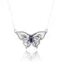 PZ Paz Creations 925 Sterling Silver Gemstone Butterfly Pendant for Woman Girls | Marquise Gemstone Necklace with Round Box Chain | Birthstone Blue Topaz Peridot Amethyst