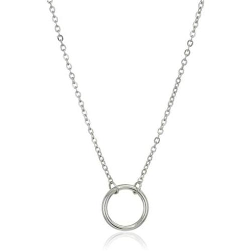 Ello Elli Silver, Rose Gold, Gold or Black Tone Karma Dainty Open Circle Minimalist Necklace