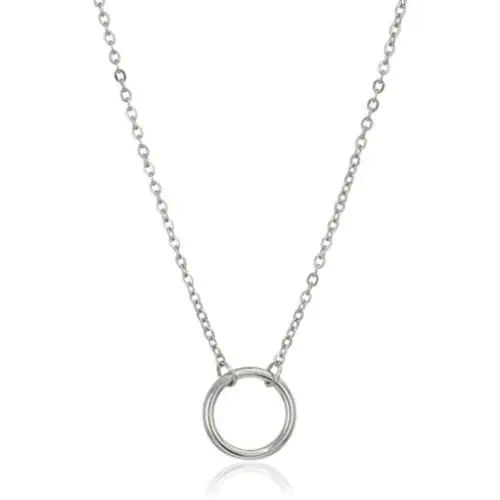 Ello Elli Silver, Rose Gold, Gold or Black Tone Karma Dainty Open Circle Minimalist Necklace