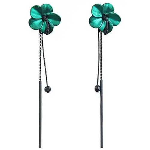 Eiffy Trendy Red Green Poppy Flower Black Long Line Bar Tassel Earrings for Women Charm Drop Dangle Earring Jewelry (Green) Eiffy Trendy Red Green Poppy Flower Black Long Line Bar Tassel Earrings for Women Charm Drop Dangle Earring Jewelry (Green)