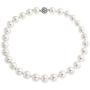 Bling Jewelry White Strand Necklace for Women Rhodium Plated Crystal Clasp Simulated Pearl 10MM 16 Inch