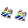 PJ Gay Pride Lesbian Equality Triangle Rainbow Stud Earrings in Stainless Steel PJ Gay Pride Lesbian Equality Triangle Rainbow Stud Earrings in Stainless Steel