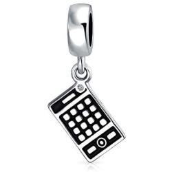 Personalize Bookkeeper Accountant Math Wiz Calculator Dangle Bead Charm For Women Oxidized .925 Sterling Silver Fits European Bracelet