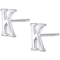 AoedeJ Fashion Initial Letter Earrings 925 Sterling Silver Small Letter Alphabet A-Z Stud Earrings Girls hypoallergenic