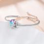 AOBOCO I Love You Jewelry - Sterling Silver Blue Purple Love Heart Bangle Bracelet Embellished with Crystals from Austria, Fine Anniversary Birthday Jewelry Gifts for Women
