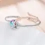 AOBOCO I Love You Jewelry - Sterling Silver Blue Purple Love Heart Bangle Bracelet Embellished with Crystals from Austria, Fine Anniversary Birthday Jewelry Gifts for Women