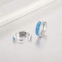 JRSIAL Small Hinged Opal Hoop Earrings Silver Plated Fashion Jewelry for Women Party Fashion Dainty Earring Gifts Unisex