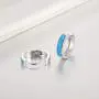 JRSIAL Small Hinged Opal Hoop Earrings Silver Plated Fashion Jewelry for Women Party Fashion Dainty Earring Gifts Unisex
