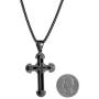 HZMAN Mens Stainless Steel Cross Necklace Cubic Zirconia Inlay Cable Pendant 22 + 2 Inch Chain