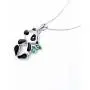 S925 Sterling Silver Lovely Panda Eat Bamboo Pendant Necklace