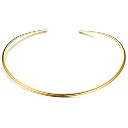 Fashion Must-have Stainless Steel Gold Plated Metal Plain Cuff Chocker Collar Necklace for Women