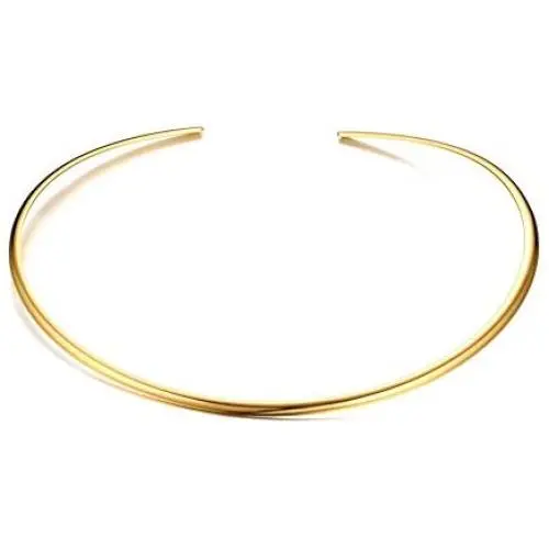Fashion Must-have Stainless Steel Gold Plated Metal Plain Cuff Chocker Collar Necklace for Women