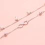 Flyow Anklet for Women S925 Sterling Silver Adjustable Foot Beaded Heart Charm Ankle Bracelet Anklets Jewelry