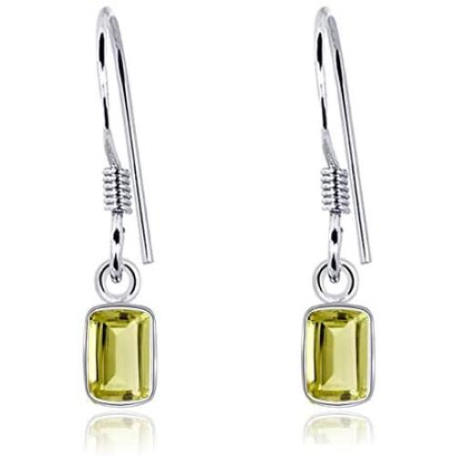 Yellow Lemon Quartz 1.02 Ct Octagon 925 Sterling Silver Dangle Earrings Christmas Gifts For Women By Orchid Jewelry