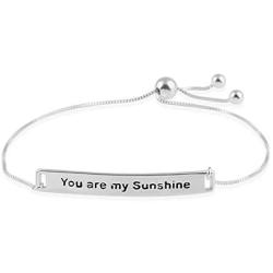 Shop LC Delivering Joy 925 Sterling Silver You are my Sunshine Tag Adjustable Bolo Bracelet