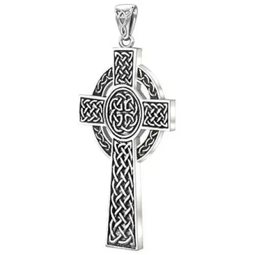 US Jewels New 925 Sterling Silver Irish Celtic Knot Cross Religious Pendant, 43mm US Jewels New 925 Sterling Silver Irish Celtic Knot Cross Religious Pendant, 43mm