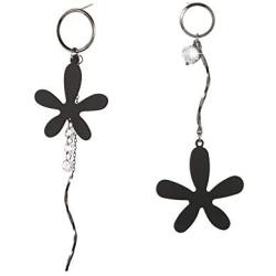 BBL CZ Cubic Zirconia Earrings Metal Flower Shaped Jewelry Long Asymmetry Tassel Dangle Drop Needles Earrings for Women Hypoallergenic Shiny Teardrop Earrings with Gift Box