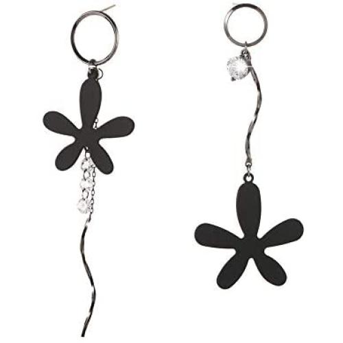 BBL CZ Cubic Zirconia Earrings Metal Flower Shaped Jewelry Long Asymmetry Tassel Dangle Drop Needles Earrings for Women Hypoallergenic Shiny Teardrop Earrings with Gift Box