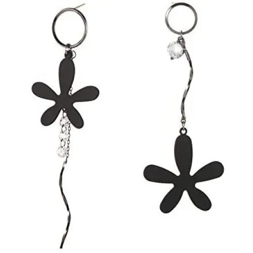 BBL CZ Cubic Zirconia Earrings Metal Flower Shaped Jewelry Long Asymmetry Tassel Dangle Drop Needles Earrings for Women Hypoallergenic Shiny Teardrop Earrings with Gift Box
