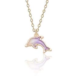 Cute Alloy Dolphin Pendant Necklace Marine Animals Colored Fish Jewelry for Women,Party Favors and Stocking Stuffers for Girl