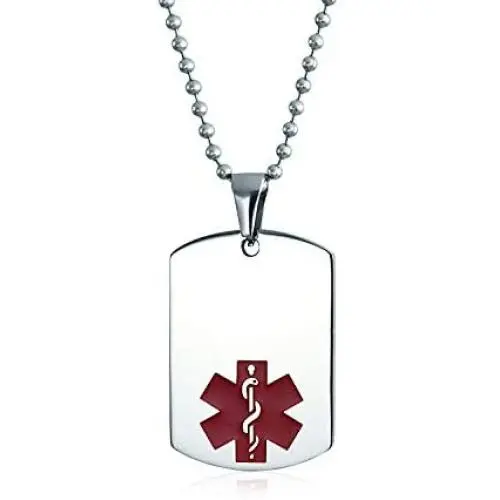 Bling Jewelry Unisex Personalize Customizable Medical Identification Doctors Medical Alert ID Dog Tag Steel Pendant Necklace for Men Women 20 Inch Chain SM MED LG Bling Jewelry Unisex Personalize Customizable Medical Identification Doctors Medical Alert ID Dog Tag Steel Pendant Necklace for Men Women 20 Inch Chain SM MED LG