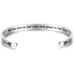 Jewenova Inspirational Cuff Bracelets for Women Men Motivational Mantra Bangle Friendship Bracelets Personalized Birthday Jewelry Gift with Box