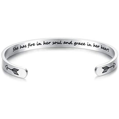 Jewenova Inspirational Cuff Bracelets for Women Men Motivational Mantra Bangle Friendship Bracelets Personalized Birthday Jewelry Gift with Box