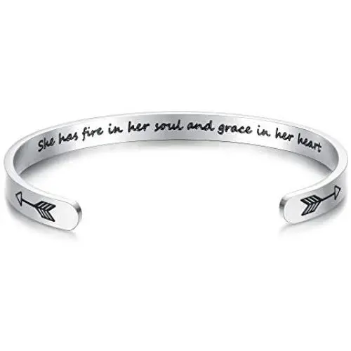 Jewenova Inspirational Cuff Bracelets for Women Men Motivational Mantra Bangle Friendship Bracelets Personalized Birthday Jewelry Gift with Box