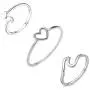3Pcs Love Heart Semicolon Rings Suicide Awareness Ring Dainty Heartbeat Wave Finger Rings for Women Girls Inspirational Ring Jewelry Set Size 8 9 10