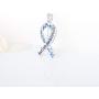 LGSY Sterling Silver Silk Ribbon Pearl Cage Pendants for Women, Autism Awareness Engraved Essential Oil Diffuser Lockets for Pearl Jewelry