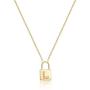 Turandoss Gold Initial Lock Necklaces for Women, 14K Gold Plated Dainty Personalized Initial CZ Letter Padlock Pendant Gold Lock Necklaces for Women Girls Trendy Jewelry Gifts