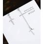 2 Pcs Asymmetric Cross & Star Drop Earring for Women Men White Gold Plated Chain Long Earring Geometry Punk Silver Cross Chain Dropping Earrings Jewelry Set