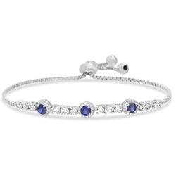 INSPIRED BY YOU. Sterling Silver Laboratory Created Opal and Cubic Zirconia Adjustable Tennis Style Bridal Bracelet for Women