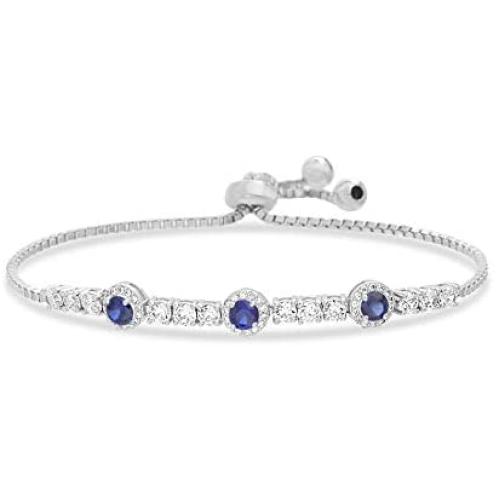 INSPIRED BY YOU. Sterling Silver Laboratory Created Opal and Cubic Zirconia Adjustable Tennis Style Bridal Bracelet for Women