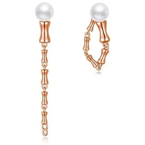Zoeniya Pearl Earrings 925 Sterling Silver Bamboo Stud Earrings Long Dangle Drop Jewelry Gifts for Women Birthday Mom Zoeniya Pearl Earrings 925 Sterling Silver Bamboo Stud Earrings Long Dangle Drop Jewelry Gifts for Women Birthday Mom