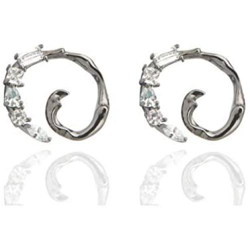 ORDOR 14K black -plated-brass Circle stud Earrings For Women 0.79'' x 0.79''/Silver post/Nickel free/brass, Cubic Zirconia(white color)…