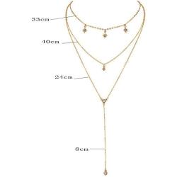 Jovono Boho Layered Star Necklace Gold Crystal Pendant Necklaces for Women and Girls
