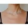LAVLA Dainty Butterfly Choker Necklace - Gold/Rose Gold/Silver Plated 3mm Bling Iced Out Cubic Zirconia Tennis Chain With Butterfly Charm/Square CZ 14inch+2inch