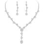 ABDOT Clear Rhinestone Bridal Jewelry Sets for Women Crystal Necklace Earrings Bracelet Set Silver-Tone Wedding Bridal Bridesmaid Gifts fit with Wedding Dress