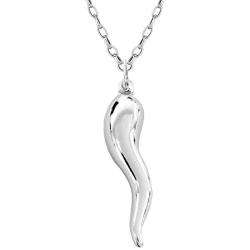 Ritastephens Sterling Silver Italian Horn Chain Necklace (18, 20, and 24 Inches)