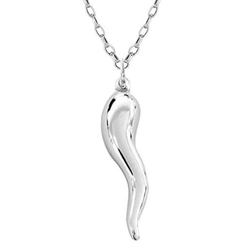 Ritastephens Sterling Silver Italian Horn Chain Necklace (18, 20, and 24 Inches)