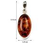 Honey Amber Sterling Silver Oval Pendant Necklace Chain 18